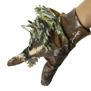 1 Pár 3D Leaf Rybolovu, Poľovníctvo Rukavice Non-slip Bionic Kamufláž Rukavice Plný Prst Skidproof Silikónové Bodky Hunter Rukavice