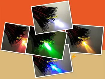 100ks 3 mm 5v 12v 24v Blikajúca Červená,Žltá,Modrá,Zelená,Biela Bliká Blesk LED Žiarovka Svetla Nastavenie Pre-Káblové pripojenie 3 mm 5v 12V 24v DC Káblové