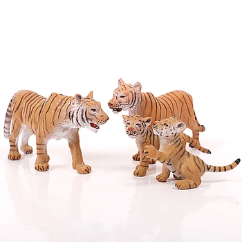 4PCS Realistické Tiger Rodiny voľne Žijúcich Zvierat modely údaje Hračka Tigre Mláďatá Zvierat Figúrky domova figúrka Darček Pre Deti