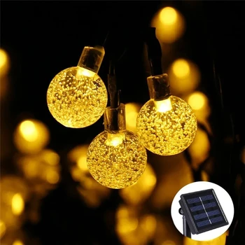 50LEDS 10M Crystal ball Solárna Lampa LED Reťazec Rozprávkových Svetiel Solárne Girlandy Záhrada Vianočná Výzdoba Pre Vonkajšie