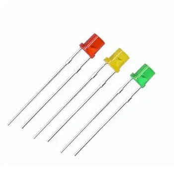 50PCS F3/3 mm plochý červená červená žltá zelená vlasy do zelené LED svetlo perličiek light emitting diode