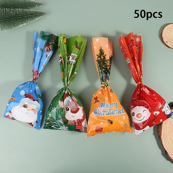 50Pcs Vianočné Série Darčekové tašky Plastové Tašky Pre Prezentuje Cukríky Cookies Vianoce Domov Obchod, Predaj Darčekové Balenie Cookies Tašky