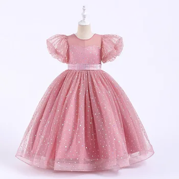 Atraktívne detské Narodeniny Prijímanie Strany Svadobné Čipky Šaty Elegantné Luk Oblečenie Výkon Princezná Šaty 4-13 Rokov