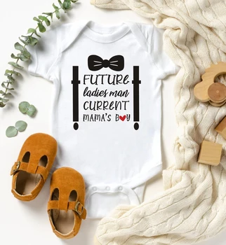 Budúcnosť Dámy Muž Aktuálne Mama ' s Boy Novorodenca Potápačské Odevy Zábavné Vytlačiť Infant Boys Jumpsuit Batoľa Krátky Rukáv Oblečenie