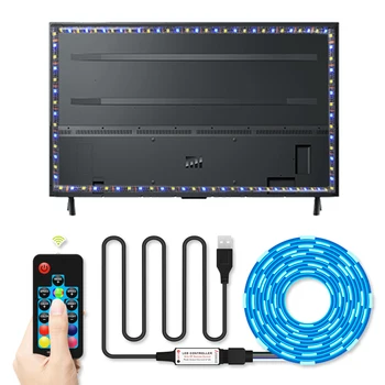 COOLO 5V RGBW RGBWW LED Pásy 17 Tlačidlo Diaľkové USB Kábel Napájací Flexibilné Svetlo Lampy 50 CM 1/2/3/4M Stôl Obrazovky TV joj, Osvetlenie