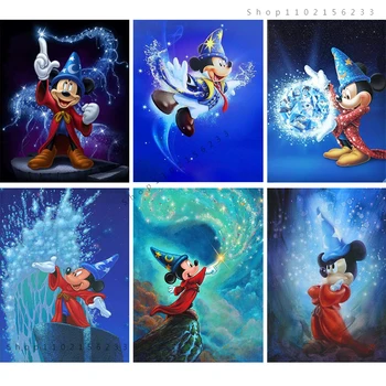 Disney 5D Diamond Výšivky Mickey Mouse Full Round-Diamond Maľovanie Magic Zvierat Drahokamu Cross Stitch Mozaiky Domova