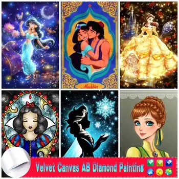 Disney Karikatúry Aladdin Princezná Jasmin Diy 5d AB Velvet Canva Diamond Maľovanie Cross Stitch Výšivky deti Remeslá Mozaiky