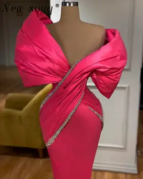 Elegantné Ružové Ružové Mimo Ramenný Morská Víla Večerné Šaty Elegantné Dlhé Party Šaty Žien Formálne Štýlové Oblečenie Fantázie Prípade Rúcha