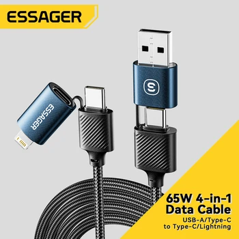 Essager 4 v 1 65W USB C Typu C Lightning Rýchle Nabíjanie Kábel Pre IPhone 15 14 13 Pro Max Xiao Huawei Multi Nabíjací Kábel