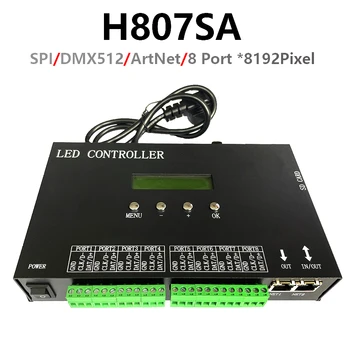 H807SA 8 Port Madrix Artnet Na SPI Radič 8192 Pixel WS2811 WS2812 WS2815 Pre Led RGB Pásy Svetla Pripojené Odnímateľný karty