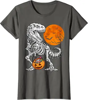 Halloween Kostra Dinosaura T-rex Strašidelné Tekvice Dámy' Crewneck-T-Shirt s dlhými rukávmi