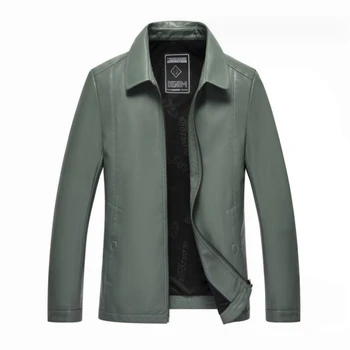 High-end nové pánske kožené módne farby bežné klope kožená bunda pánske kabát na Jar a na Jeseň