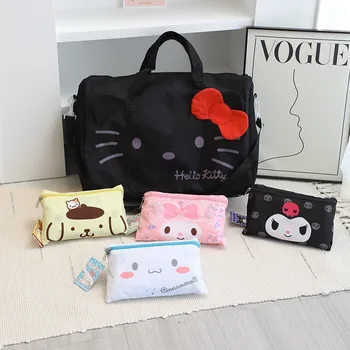 Kawaii Sanrios Hello Kitty Kuromi Cartoon Vysokou Kapacitou Kabelka Messenger Taška skladacie Cestovné Tašky Dievčatá Módne Odkladacia taška