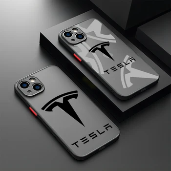 Luxusné auto značky Teslas Telefón puzdro Pre Samsung S22 S23 S21 S20 S10 FE Note20 Note10 Plus Ultra Lite 5G Matný Transparentný Kryt
