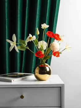 Moderné jednoduchosť pokovovanie kolo keramického remesla váza výzdoba domov obývacia izba kvet usporiadanie vázy, dekorácie