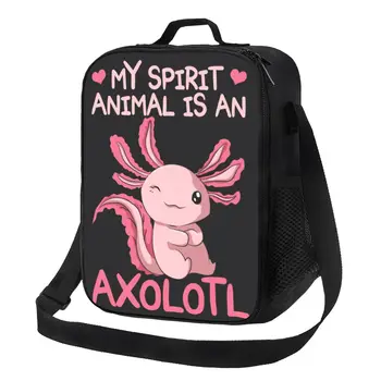 Môj Duch Zvierat Je Axolotl Prenosné Lunch Box Ženy Salamander Zvierat Tepelnej Chladnejšie Potravín Izolované Obed Taška Škole Študent