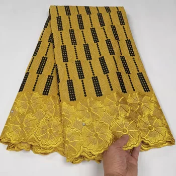 Najnovšie Zlato Swiss Voile Čipky Vo Švajčiarsku Bavlna Afriky Čipky Textílie Na Strane Nigérijský Čipky Textílie Pre Muža, Ženu KYC22125