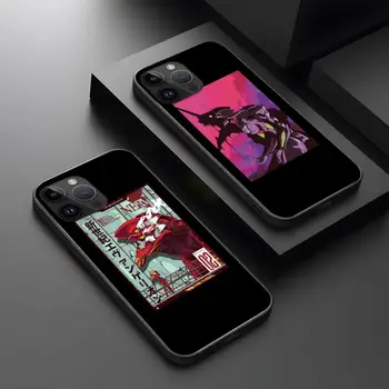Neon Genesis Evangelion Telefón puzdro Pre iPhone 15 14 13 12 11 Plus Mini Pro Max Soft Black shell Kryt