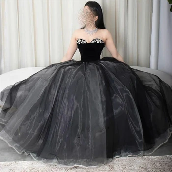 Nersesyan Vintage Čierny Tyl Večerné Šaty Lesk Sequined Milú Formálne Príležitosti Šaty Bez Rukávov Princess Party Šaty