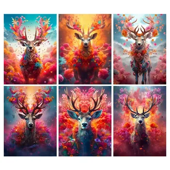 Nová Kolekcia Zvierat Elk Diamond Maľovanie Cross Stitch Diy Plný Mozaikové Umenie Drahokamu Výšivky Kvety Stenu Decor