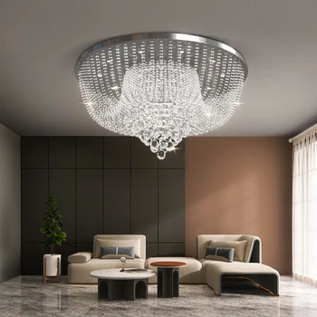Nový chrome krištáľový luster moderný jednoduchý luxusné villa obývacia izba hotel lobby krištáľové svietidlá LED dekoratívne osvetlenie