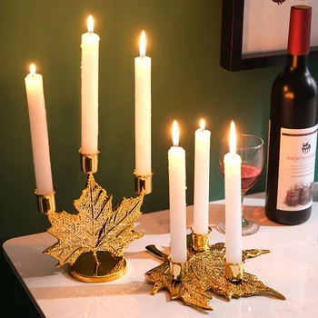 PEANDIM Nordic Kovový Svietnik Domácnosť, Dekorácie Romantickú Večeru Sviečkach Rekvizity Domov List štýl svietniky