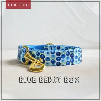PLATTCO jedinečný dizajn psom na vodítku tlač BLUE BERRY BOX vzor a kvalitné zlata pracka 5 veľkosť PDL328YG
