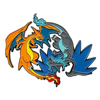 Pokémon Cartoon Kovové Odznak Anime Postavy Pikachu Charizard Mega X Y Módne Šperky Príslušenstvo Brošne Hračky Smalt Preklopke Kolíky