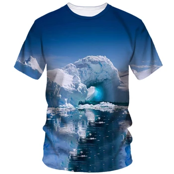 Prírodné Scenérie Antarktického Ľadu Horských 3d Tlač Módne Letné Mužov Krátky Rukáv Osobnosti Harajuku O Golier Bežné T-Shirt