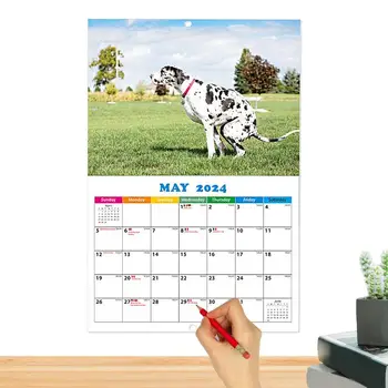 Psy Pooping Kalendár 2024 Legrační Zviera nástenný Kalendár 11X11 Palcový Otvoriť Hrubé & Robustné Papier Rodiny Plánovač & Denne Organizátor