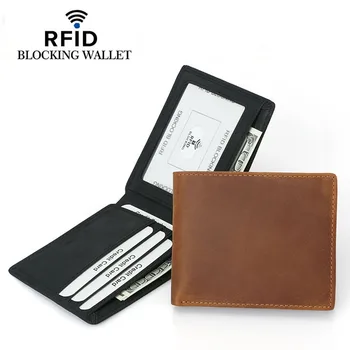 RFID Blokovanie Originálne Kožené Peňaženky Mužov Peňaženky akreditívov Držiteľov Karty Vintage Bifold Peňaženky Vysoko Kvalitné Darčekové Peňaženky
