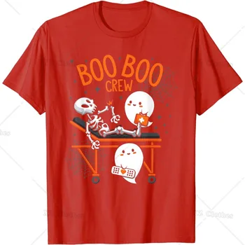Retro Boo Boo Posádky Ghost Lekár Záchranár EMT Sestra T-Shirt Roztomilý okolo Krku a Krátke Sleeve Tee pre Ženy Muži