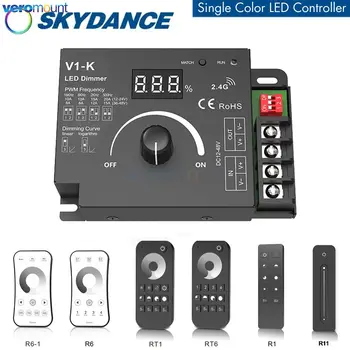 Skydance V1-K 480W DC12V-24V PWM Bezdrôtové LED Stmievač Prepnúť Regulátor 2.4 Ghz RF Diaľkové Ovládanie pre Jednu Farbu COB LED Pásy