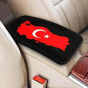 Turecko Vlajka Mapu Auto Opierkou Kryt Mat Non-Slip turecký, Mesiac a Hviezdy stredovej Konzoly Pad Úložný Box Ochrany