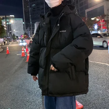 V zime Teplé Bundy Človeka Parkas Zahustiť Nadrozmerné Kabáty s Kapucňou Mužov kórejský Módne Muži Ženy Bunda Voľné vrchné oblečenie Streetwear