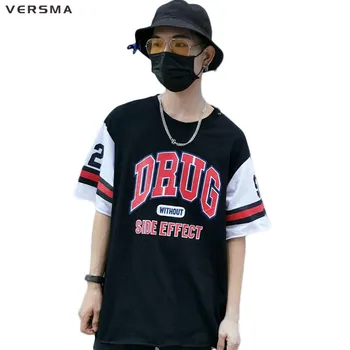 VERSMA kórejský Ulzzang Harajuku BF List Vytlačený Baseball T-shirts Muži Ženy Lete Hip Hop, Street Voľné Pár Tee Košele Mužov