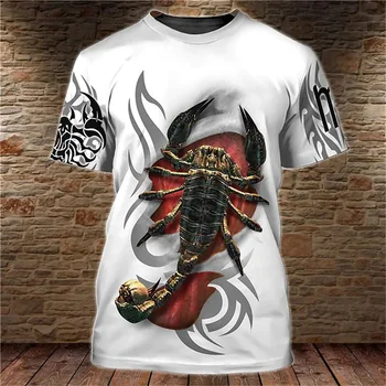 Vintage Zvierat T-shirt Pre Pánske Letné Tiger/scorpion Tlač Topy Tees 3D Ležérne pánske Tričko Nadrozmerné Mužov Oblečenie 2023 Nové