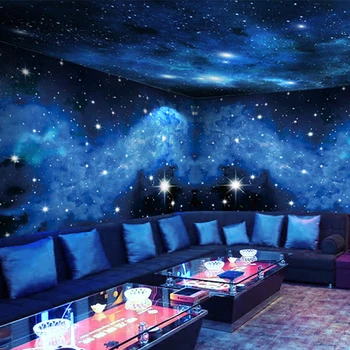 Vlastné Hviezdne nebo Galaxy 3d ktv tapety domáce dekorácie strop pozadí steny handričkou hotel nástenná maľba na stenu papiere všetky dom dekor