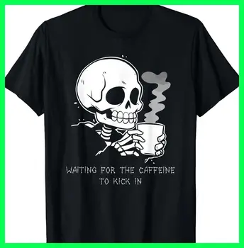 Vtipné Kostra Goth Muži Ženy Zábavné Halloween Kávy T-Shirt S-5XL