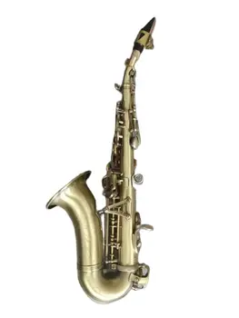 hudba Mkvi štýle starožitného zakrivené soprán saxofón s rytie