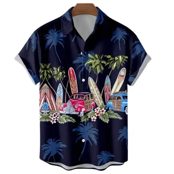 2024 Lete Havajské Rock Luxusné pánske Tričko Nadrozmerné Sociálne Módne Dazn Jojos Camisa Manga Curta Kvetinový Bežné