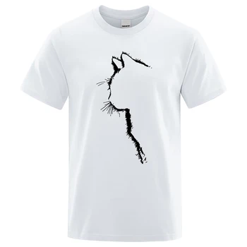 Bavlna T-košele pre Mužov, Zábavné Vytlačené Cool Cat Zvierat, T Košele Nadrozmerné Voľné Krátke Sleeve T-shirt Muž Hip Hop Streetwear