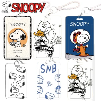 Snoopy Karty Kryt Keychain Karikatúra Roztomilý ozdobná šnúrka na uniforme Držiteľ Kreditnej ID Kartou Plastové Anime Študent ID Práce Karty Ochranné Darček