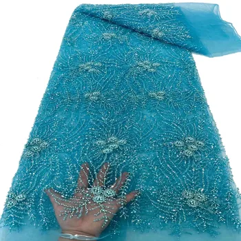 Vysoko Kvalitné Luxusné 2023 Francúzsky Veľké Korálkové Výšivky, Čipky Textílie Afriky Nigérijský S Flitrami Textílie Pre Svadobné Šaty