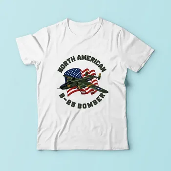 WW2 NORTH AMERICAN B-25 Mitchell BOMBARDÉR t shirt mužov 2018 nová biela bežné tričko homme sublimačná tlač tee tričko